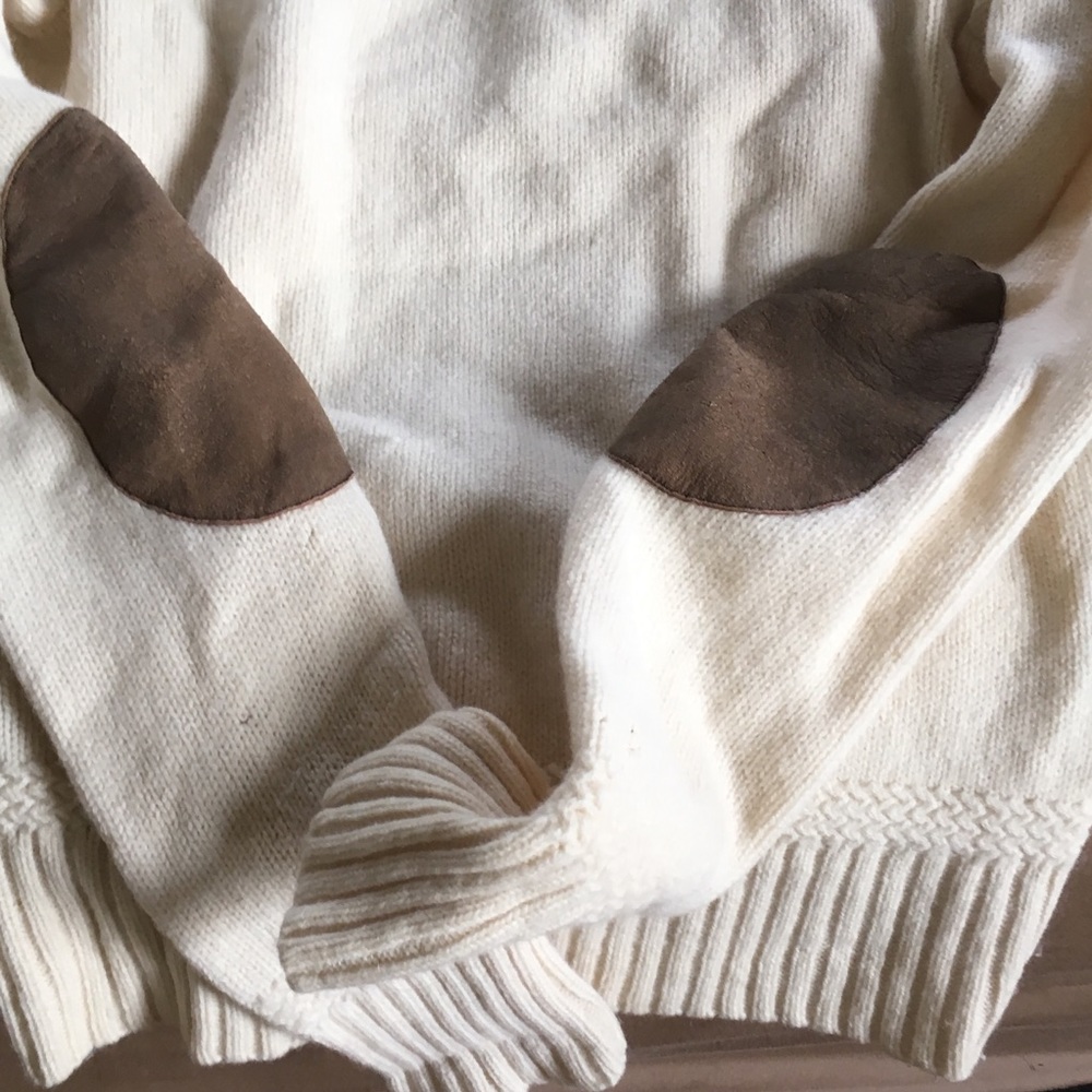 Ralph Lauren Rugby Cream and Tan Elbow Pullover